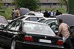 abgesperrter Parkplatz fr die 7er-Fahrer am Schevener Hof
