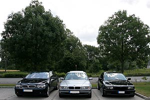 BMW 760 Li (E66), BMW 740i (E38) und BMW 750i (E38) beim Rhein-Ruhr-Stammtisch in Castrop-Rauxel