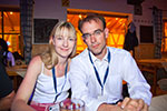 ORGA-Team-Mitglieder Viola ('*Phoebe*') und Christian ('Christian') am Abend in der Lochmühle-Festscheune