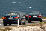 7er-Konvoi von Pag nach Zadar, mit dem BMW 750i Individual (E65) von Lars ('LarsDerEisbär'), und dem BMW 740i (E38) von Stefan ('Jippie')