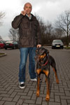 Andreas ('T-Bird') mit seinem Hund beim Neujahrs-Stammtisch