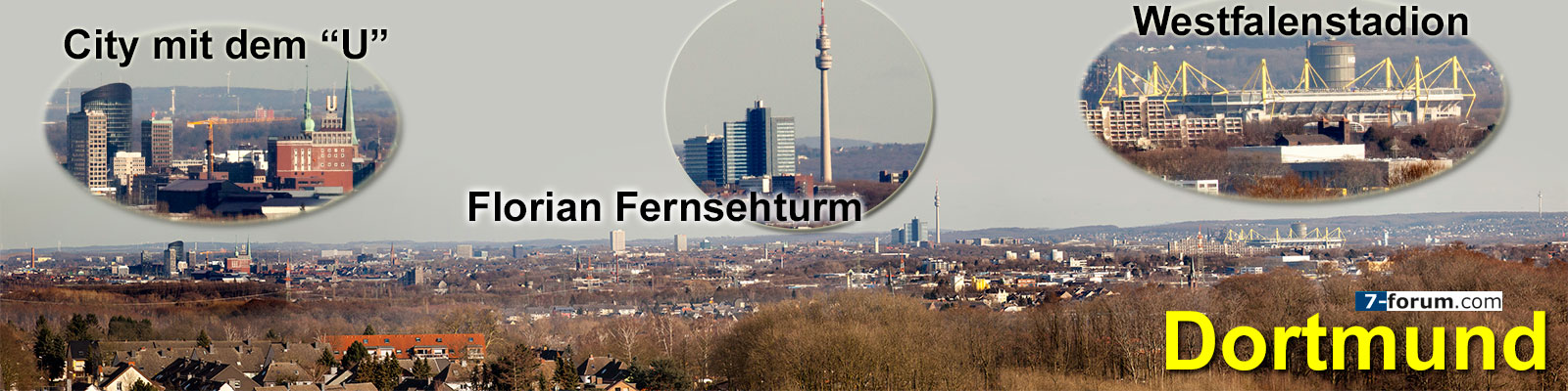 Skyline von Dortmund, gesehen vom Frderturm der Zeche Zollern