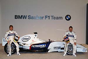 BMW Sauber F1 Team-Fahrer Nick Heidfeld und Jacques Villeneuve