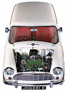 Mit einem quer eingebauten Frontmotor berraschte der Morris Mini-Minor 1959 die ffentlichkeit