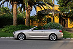 BMW 6er Cabrio (Modell F12), stark geneigte A-Säulen lassen die Fahrgastzelle besonders flach erscheinen.