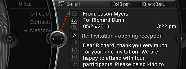 Neue Bluetooth Office-Funktionen von BMW ConnetedDrive - e-Mail Detailansicht
