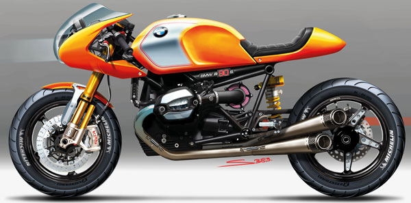 BMW Motorrad. Concept Ninety. Skizze.