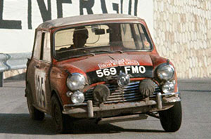 Rauno Aaltonen im Mini Cooper bei der Rallye Monte Carlo 1964