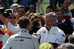 BMW Motorsportdirektor Jens Marquardt gratuliert RMG Team Fahrer Marco Wittmann zum Sieg des DTM Rennens am Hockenheimring 2014