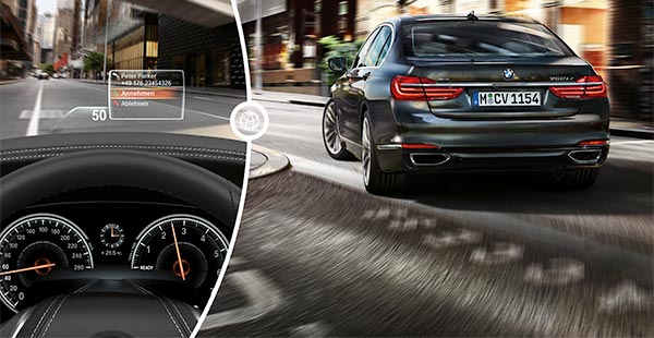 BMW 7er (G12), Interieur, neues Head-Up-Display, um 75 Prozent vergrößert