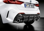 Der neue BMW 1er mit M Performance Parts. Heckdiffusor aus leichtem Carbon.