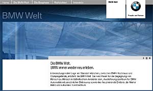 Screenshot von der neuen BMW-Website bmw-welt.com