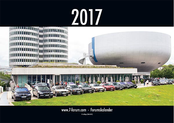 Titelbild des 7-forum.com Wandkalender 2017, aufgenommen beim Jahrestreffen des Vorjahres bei BMW in München