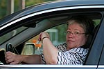 Uschi in ihrem BMW 745i (E65) mit Gas-Antrieb bei ihrer zweiten 7er-Sternfahrt-Teilnahme