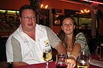Norbert (crocofant) mit Malgorzata in einer Pizzeria nahe des Hotels Laguna Park