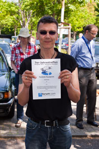 Joe ('Froschmann') gewann einen Hauptpreis in der Tombola: einen Automatik-Getriebeöl Wechsel bei ZF in Dortmund im Wert von bis zu 400 Euro