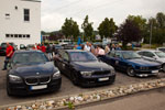 Treffen an einer Tankstelle bei Lindau zur gemeinsamen Anfahrt zum Comer See