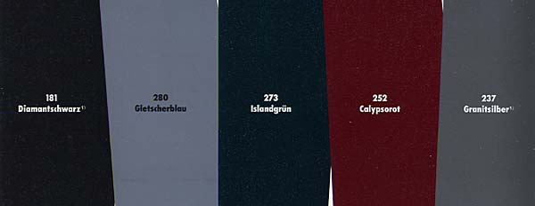 lieferbare Metallik-Farben für den BMW 750i/iL des Modelljahres 1991 (Teil 1)