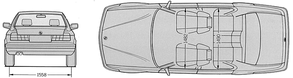 Abmessungen (Draufsicht) der BMW 7er-Reihe (E32)