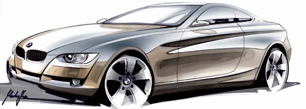 Design-Skizze des neuen BMW 3er Coupés