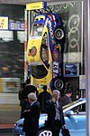 Bilstein Stand: an die Wand gehängter Porsche, Essen Motor Show 2006