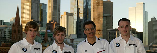 Sebastian Vettel, Nick Heidfeld, Mario Theissen und Robert Kubica in Melbourne