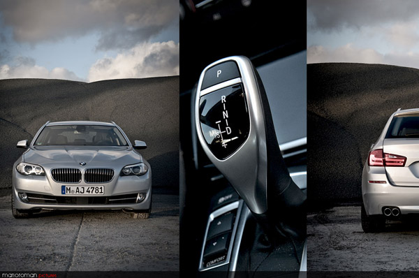 BMW 530d Touring (Modell F11), Vorderansicht, iDrive Controller, Heckansicht