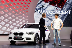 Präsentation des neuen BMW M3 DTM Fahrzeugs beim Genfer Autosalon 2012, mit Bruno Spengler
