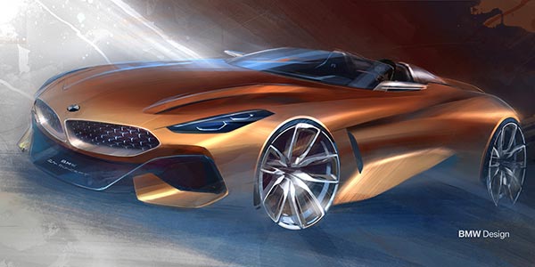 BMW Concept Z4. Designskizzen Exterieur.