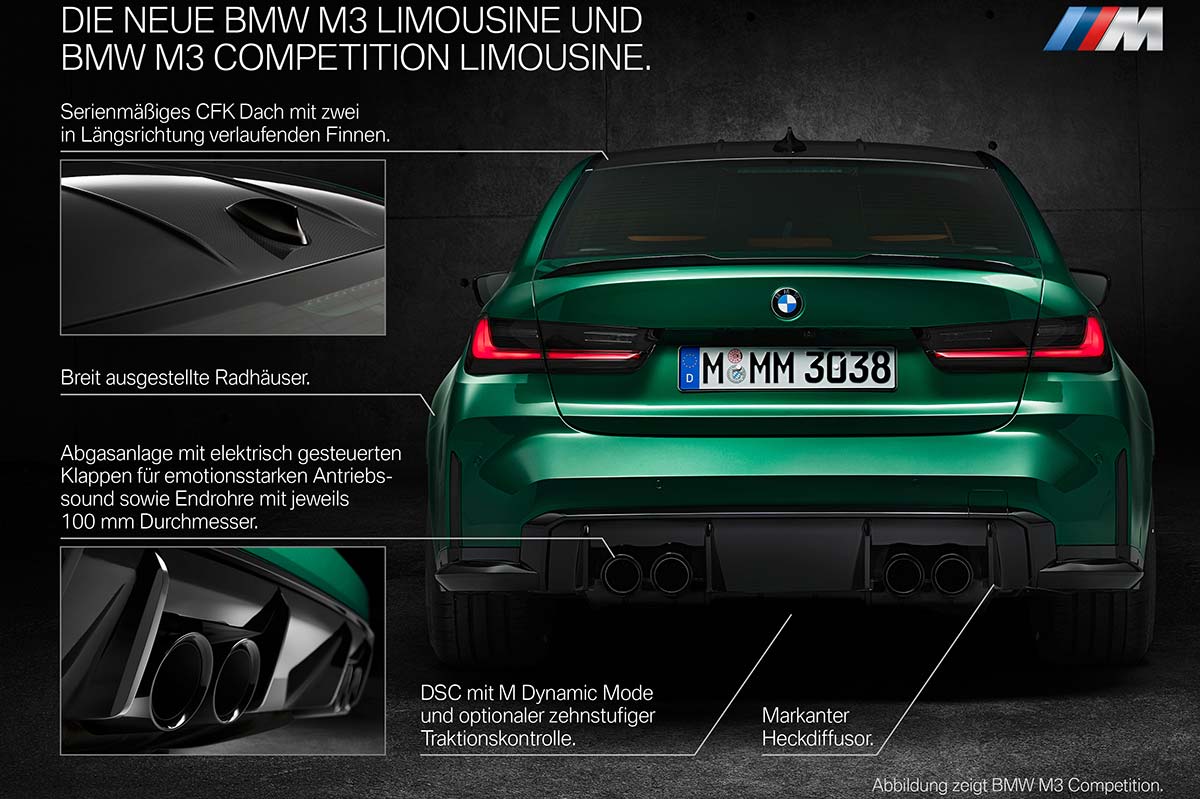 Die neue BMW M3 Limousine und BMW M3 Competition Limousine. Highlights.