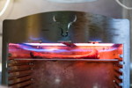 77. Südhessen-Stammtisch: der selbstgebaute 800°C Grill von Andreas ('Andimp3') in Aktion