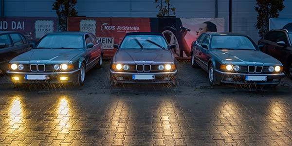 Rhein-Ruhr-Stammtisch im November 2025: 3x BMW 730i (E32), alle aus dem Baujahr 1991